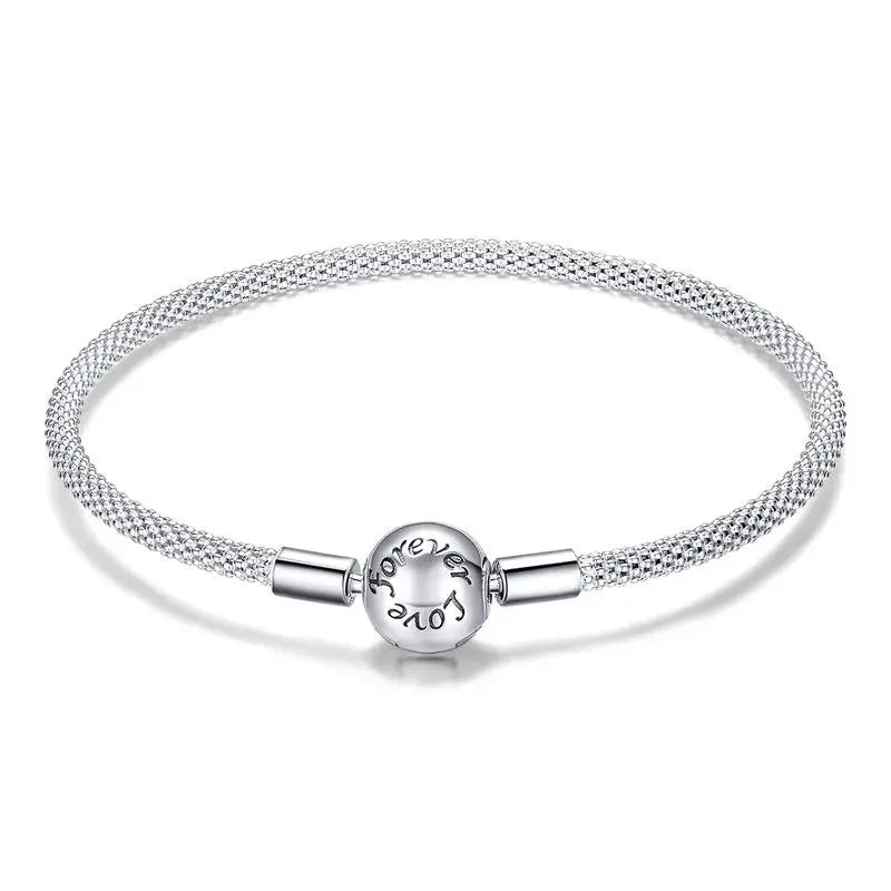 Gleam Forever Love 925 Sterling Silver Snake-Chain Bracelet