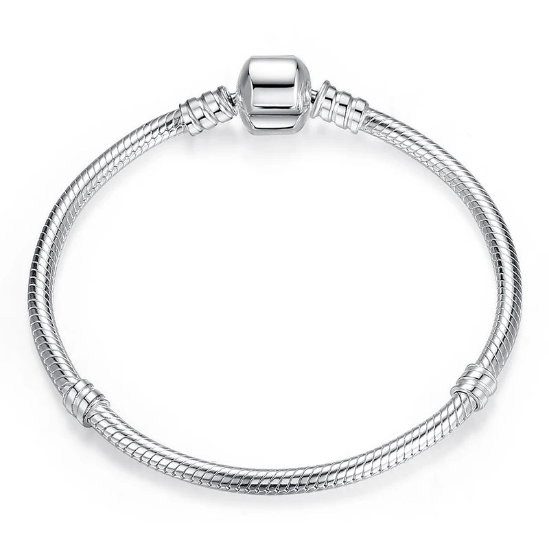 Gleam Sparkle 925 Sterling Silver Barrel-Clasp Bracelet